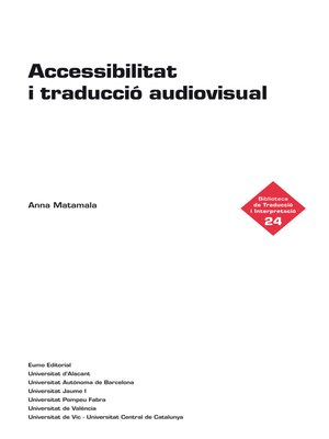 cover image of Accessibilitat i traducció audiovisual
